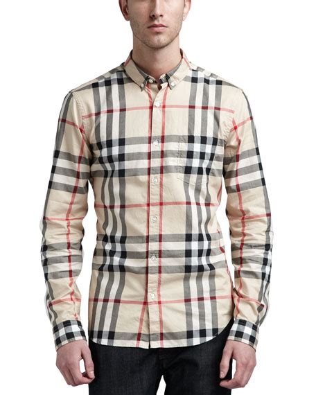 burberry brit new classic check button down shirt|thomas Burberry knit shirt.